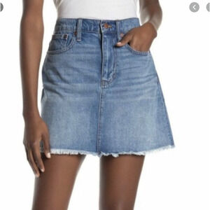 Madewell Denim Skirt Womens Size 26 McCarren Raw Hem Blue Jean Cotton Mini H6854